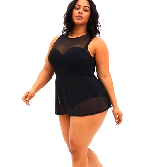 ❤️NWT TORRID SWIM DRESS UNDERWIRE MESH OVERLAY SWIM DRESS WITH BRIEF - 3X D/DD - Picture 7 of 11